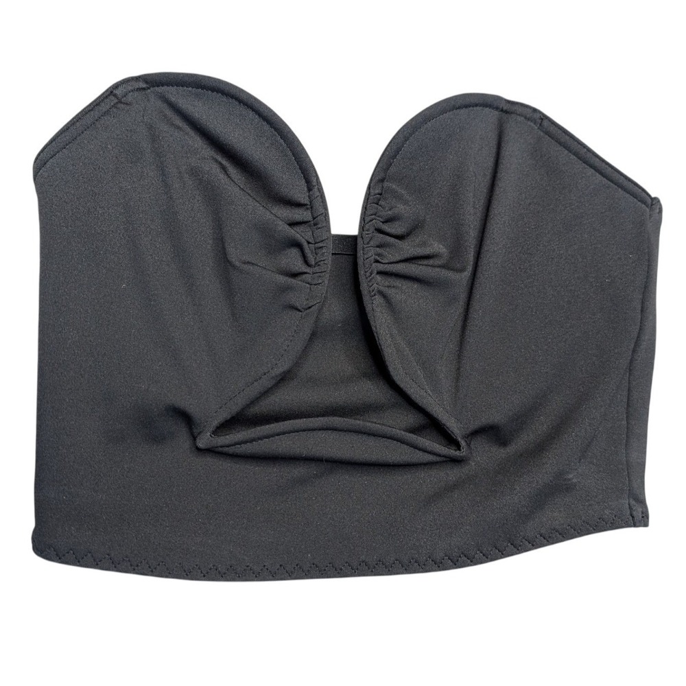 Micas XS Black Sculpted Deep Low Cut Strapless Tube Top Goth Club Rave